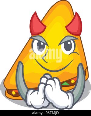Devil quesadilla on a table in mascot vector illustration Stock Vector
