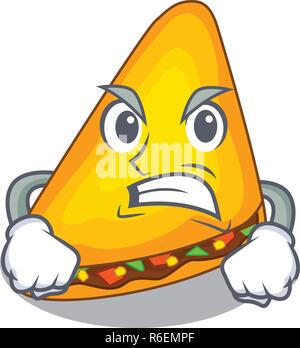 Angry quesadilla on a table in mascot vector illustration Stock Vector