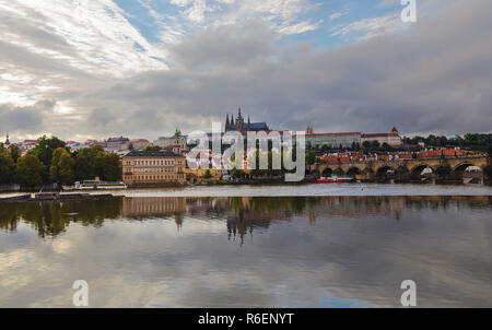 View of Prague old town and St Vitus Cathedral