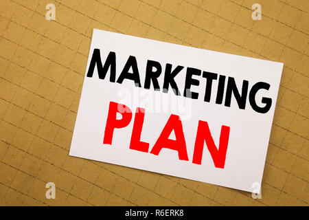 Conceptual hand writing text caption inspiration showing Marketing Plan. Business concept for Planning Successful Strategy Written on sticky note yellow background. Stock Photo