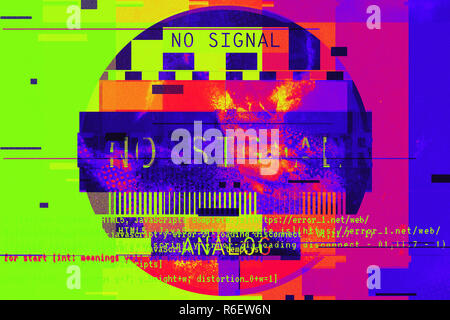Gradient background with glitch effect, universal pattern Stock Photo