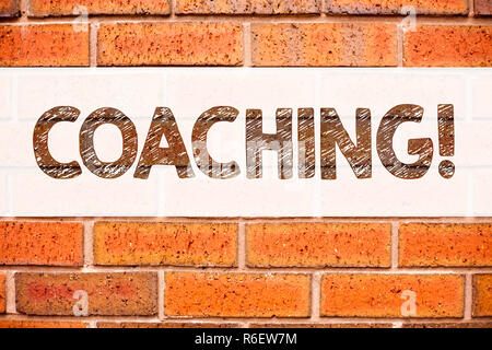 Conceptual announcement text caption inspiration showing Coaching. Business concept for Personal Training Mentoring written on old brick background with copy space Stock Photo