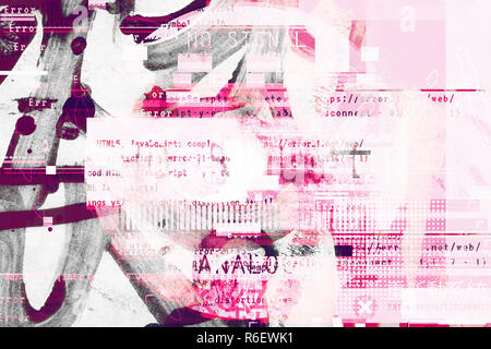 Gradient background with glitch effect, universal pattern Stock Photo