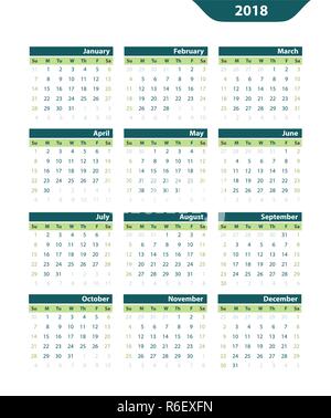Classic vector calendar 2018 on a white background Stock Vector