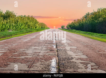 Old highway in the evening Stock Photo