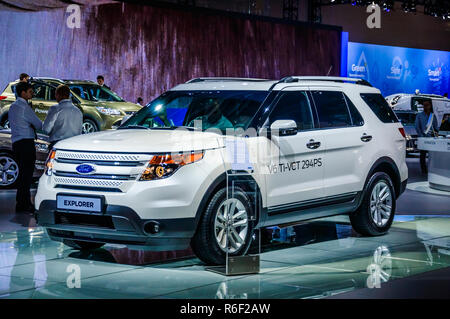 MOSCOW, RUSSIA - AUG 2012: FORD EXPLORER 5TH GENERATION presented as world premiere at the 16th MIAS (Moscow International Automobile Salon) on August Stock Photo