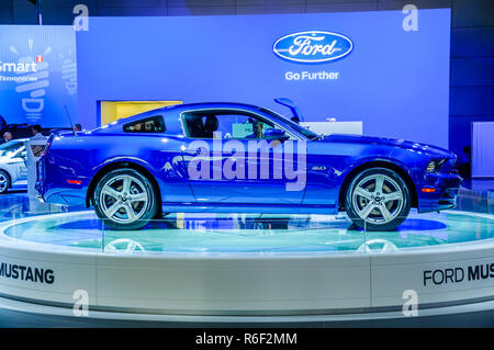 MOSCOW, RUSSIA - AUG 2012: FORD MUSTANG 5TH GENERATION presented as world premiere at the 16th MIAS (Moscow International Automobile Salon) on August  Stock Photo