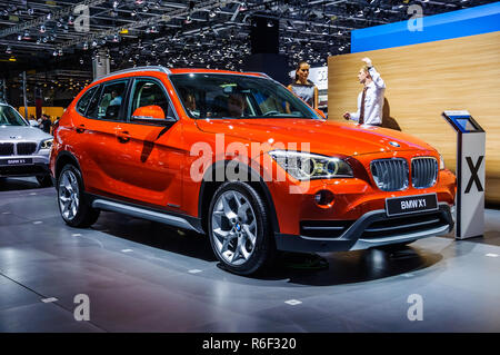MOSCOW, RUSSIA - AUG 2012: BMW X1 E84 presented as world premiere at the 16th MIAS (Moscow International Automobile Salon) on August 30, 2012 in Mosco Stock Photo