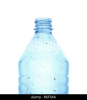 PLastic bottle in blue color against white background Stock Photo