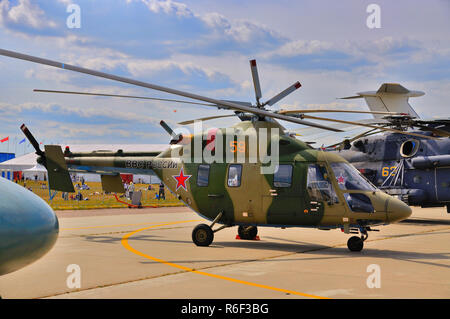 MOSCOW, RUSSIA - AUG 2015: transport helicopter Mi-38 presented at the 12th MAKS-2015 International Aviation and Space Show on August 28, 2015 in Mosc