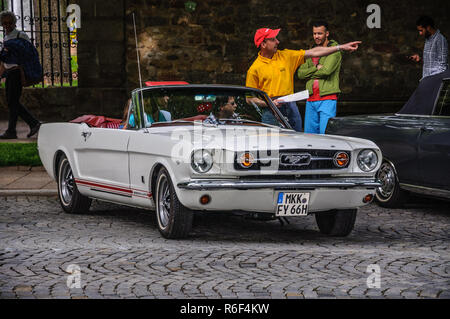 FULDA, GERMANY - MAY 2013: 1965 Ford Mustang Convertible cabrio retro car on May 9, 2013 in Fulda, Germany Stock Photo