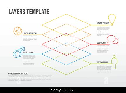 Vector Infographic layers template with five levels for material structure Stock Vector