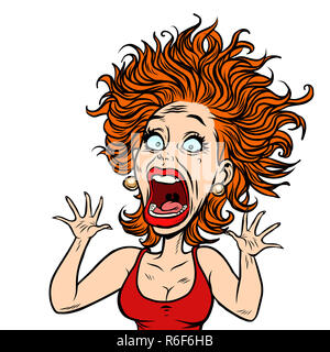 funny scared woman Stock Photo