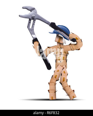 Box character builder character using pliers Stock Photo