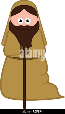 Isolated joseph cartoon character. Christmas Stock Vector