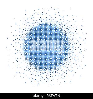Halftone pixels square points in circle form Stock Vector