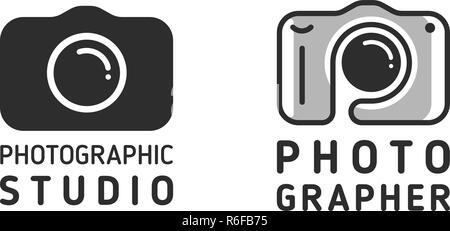 Logo and camera icon. Stock Vector