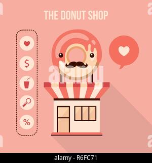 Donut shop design element  set Food delicious dessert web icons Vector illustration Stock Vector
