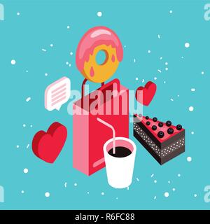 Donut shop Cake dessert Delicious food isometric infographic element set Vector illustration Stock Vector