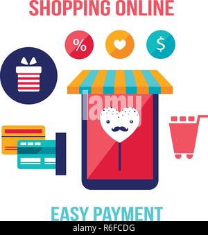 Online shopping e-commerce Mobile payment Successful business concept Vector illustration Stock Vector