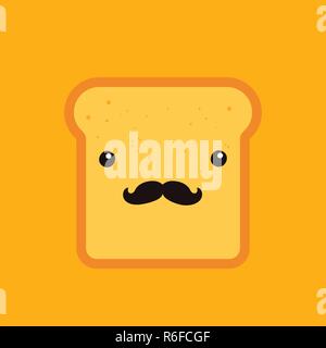 Hipster toast bread Funny Hipster Cartoon character Vector illustration Stock Vector