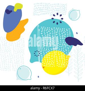 Seamless background pattern with lemons Scandinavian style Vector illustration Stock Vector