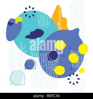 Seamless background pattern with lemons and abstract elements Vector illustration Stock Vector