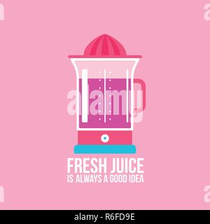 Colorful juicer on pink background Kitchen appliance Vector illustration Stock Vector