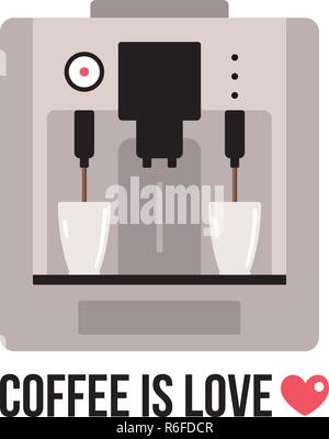 Coffee machine on white background Vector illustration Stock Vector