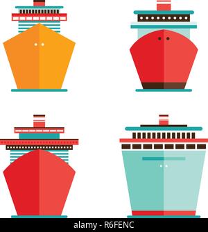 Cruise liner ship icon set Sea Ocean travel vacation concept Vector illustration Stock Vector