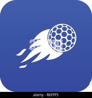 Burning golf ball icon digital blue Stock Vector