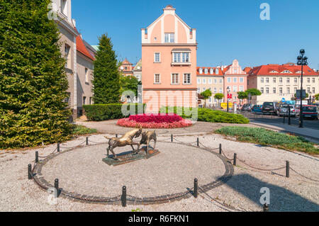 A Statue Dedicated To The Goats That Saved The City Of Poznan From Fire, Outside Old Town, Poznan Poland Stock Photo