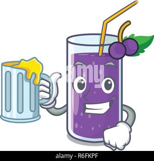 With juice grape juice in glass a mascot vector illustration Stock Vector