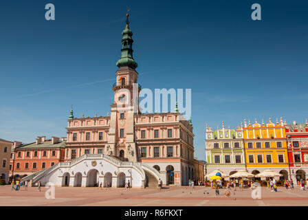 Town Hall And Main Square In Zamosc Poland Stock Photo