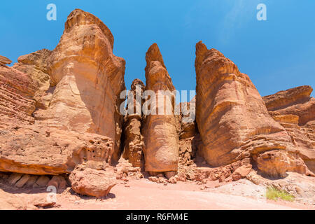 Solomon'S Pillars Rock Formation At Timna Park In The Southern Negev Desert In Israel Stock Photo