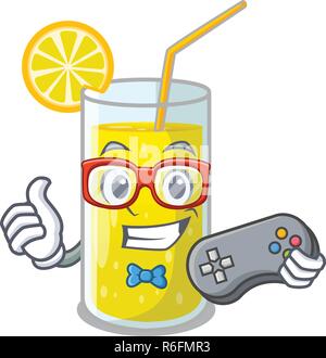 Gamer lemon cartoon character on white background Stock Vector Image ...