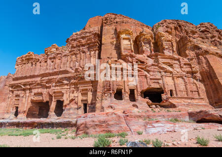 Corinthian tomb and palace tomb, the royal tombs, Petra, Jordan Stock ...