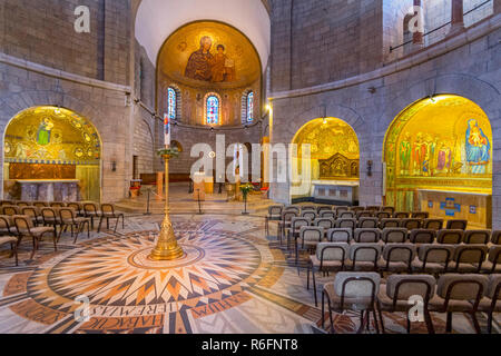 Interior Of The Dormition Abbey On Mount Zion In Jerusalem, Israel Stock Photo