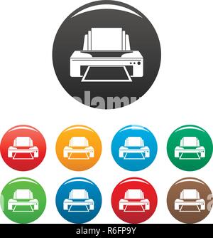 Jet printer icons set 9 color vector isolated on white for any design Stock Vector