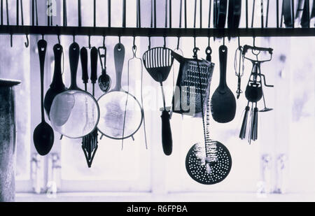 Kitchen utensils, old vintage 1900s picture Stock Photo