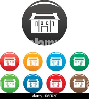 Farm asia house icons set 9 color vector isolated on white for any design Stock Vector