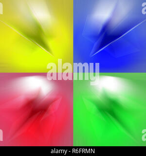 Red yellow blue and green zoomed neon stars Stock Photo