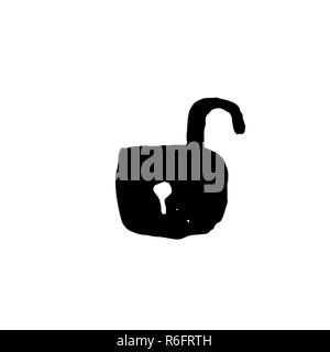 Open lock icon. Grunge brush vector illustration. Stock Vector