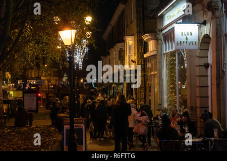 Crowds of late night shoppers at Montpellier Quarter, Harrogate, North Yorkshire, England, UK. Stock Photo