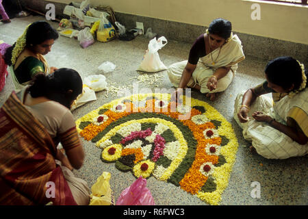 pookalam, floral design, onam festival, kerala, india Stock Photo