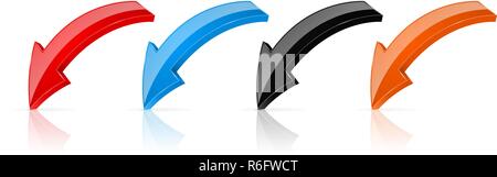 Colored arrows. Moving down 3d icons Stock Vector