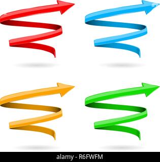 Colored 3d arrows. Spiral web icons Stock Vector