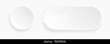 Web embossed 3d buttons. White blank 3d icons Stock Vector