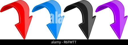 Arrows. Colored moving down 3d icons Stock Vector