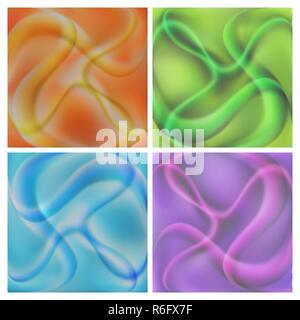 Set of Abstract colorful smooth and blurred curved lines backgrounds. Vector illustration. Stock Vector
